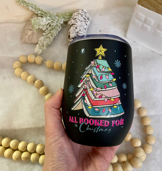 Booked for Christmas wine tumbler